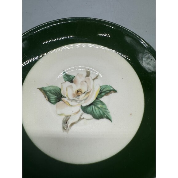 Jade Rose Crooksville Magnolia Green Trimmed Porcelain Bread Plates Set 2 READ - Picture 4 of 13